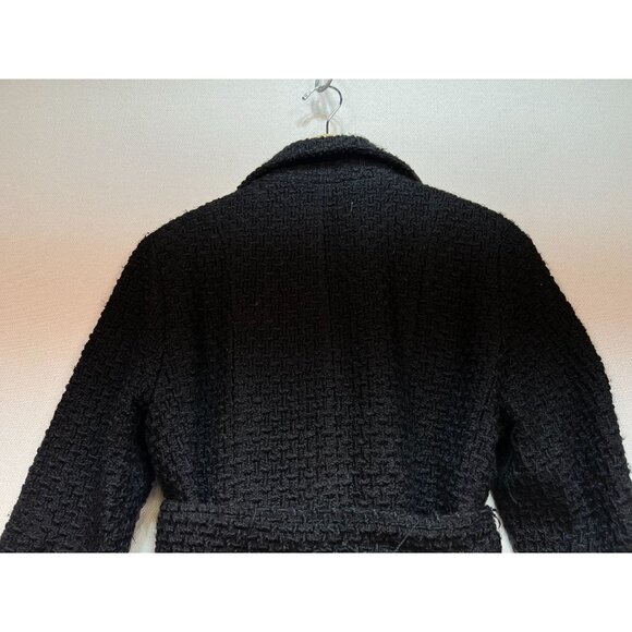 Calvin Klein Womens Basketweave Wool Double Breasted Peacoat Belted Size S Black - Picture 11 of 12